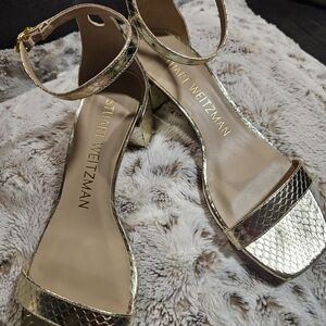 Stuart Weitzman Metallic Gold Heels